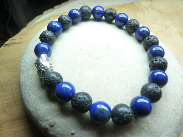 Bracelet Lapis lazuli-Pierre de lave-Bouddha