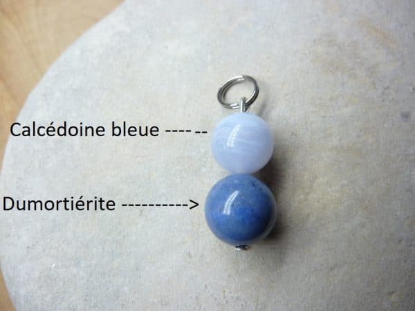 Pendentif Dumortiérite-Calcédoine bleue