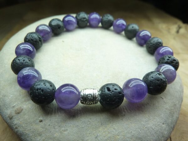 Bracelet Améthyste-Pierre de lave