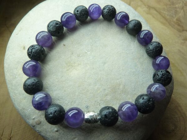 Bracelet Améthyste-Pierre de lave
