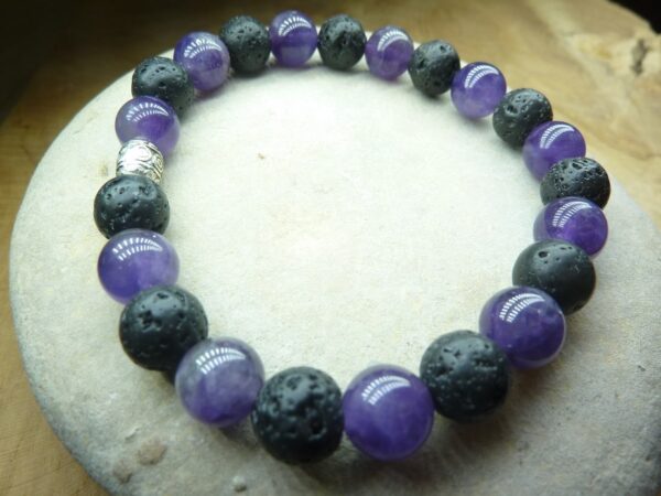 Bracelet Améthyste-Pierre de lave