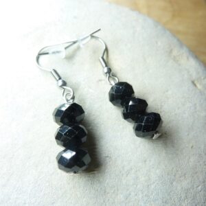 Boucles d'oreilles Spinelle noir perles à facettes