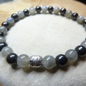 Bracelet Shungite-Labradorite perles 6 mm