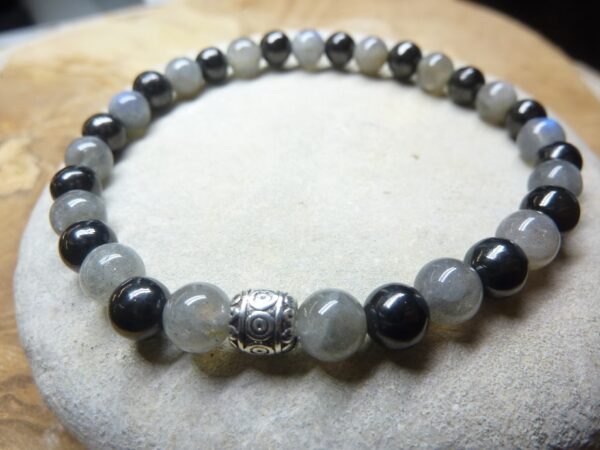 Bracelet Shungite-Labradorite perles 6 mm