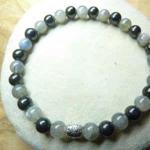 Bracelet Shungite-Labradorite perles 6 mm