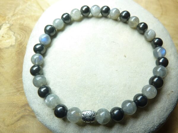 Bracelet Shungite-Labradorite perles 6 mm