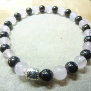 Bracelet Shungite-Quartz rose perles 6 mm