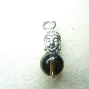 Pendentif larme d'apache obsidienne-Bouddha