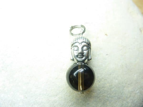 Pendentif larme d'apache obsidienne-Bouddha
