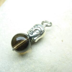 Pendentif larme d'apache obsidienne-Bouddha