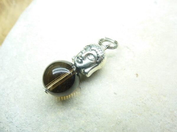 Pendentif larme d'apache obsidienne-Bouddha