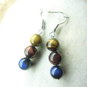 Boucles d'oreilles Oeil de tigre-Taureau-Faucon