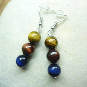 Boucles d'oreilles Oeil de tigre-Taureau-Faucon