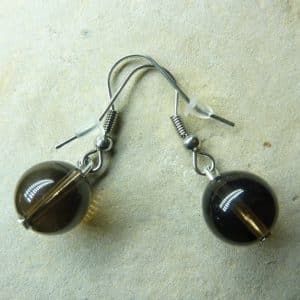 Boucles d'oreilles larme d'apache obsidienne-perles 10 mm