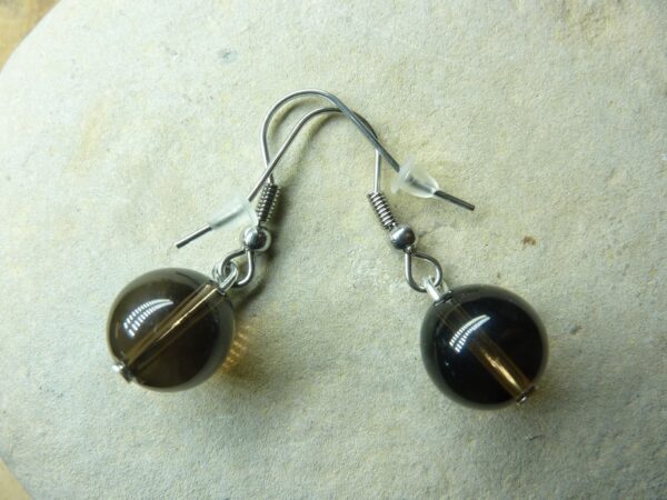 Boucles d'oreilles larme d'apache obsidienne-perles 10 mm