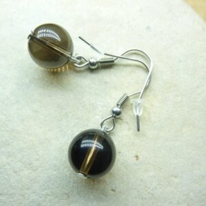 Boucles d'oreilles larme d'apache obsidienne-perles 10 mm