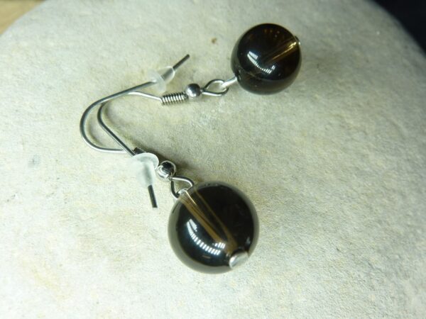 Boucles d'oreilles larme d'apache obsidienne-perles 10 mm