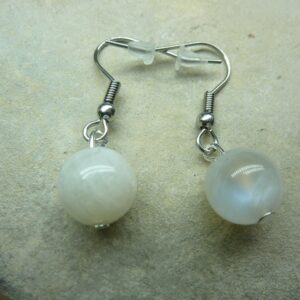 Boucles d'oreilles Pierre de lune-perles rondes 10 mm