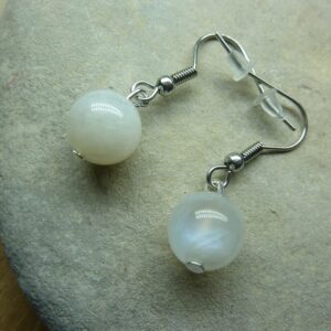 Boucles d'oreilles Pierre de lune-perles rondes 10 mm