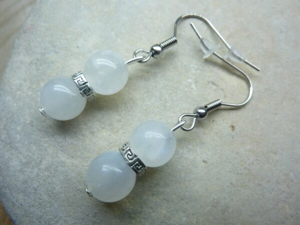 Boucles d'oreilles Pierre de lune-perles rondes 8 mm