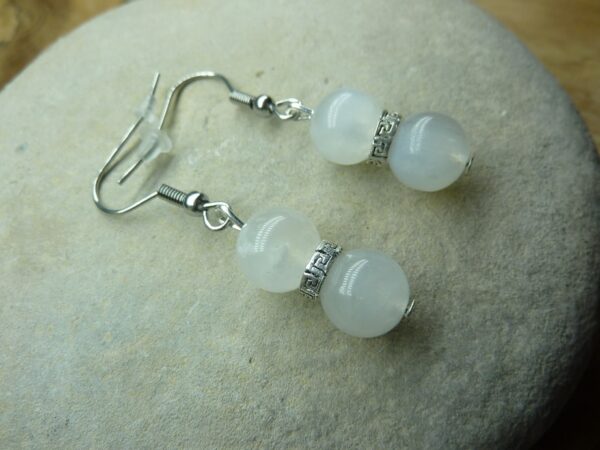 Boucles d'oreilles Pierre de lune-perles rondes 8 mm