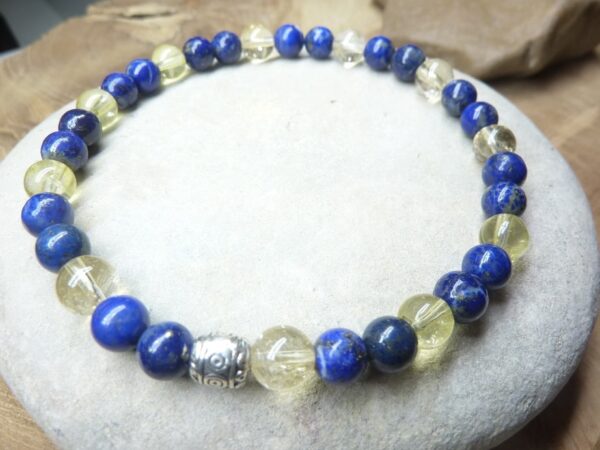 Bracelet Citrine-Lapis lazuli - Perles rondes 6 mm