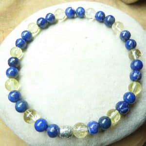 Bracelet Citrine-Lapis lazuli - Perles rondes 6 mm