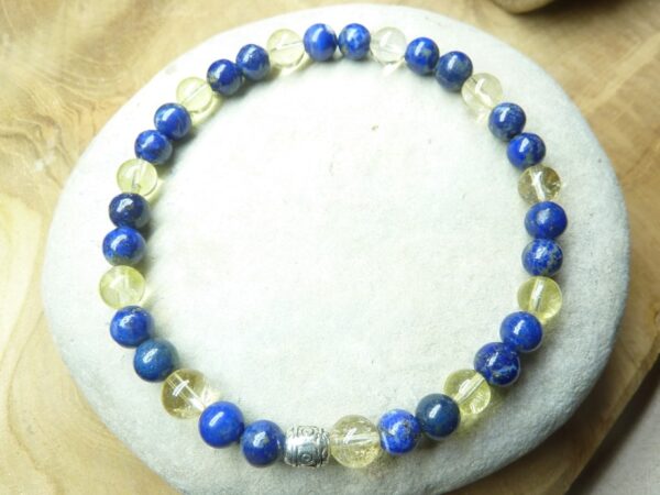 Bracelet Citrine-Lapis lazuli - Perles rondes 6 mm