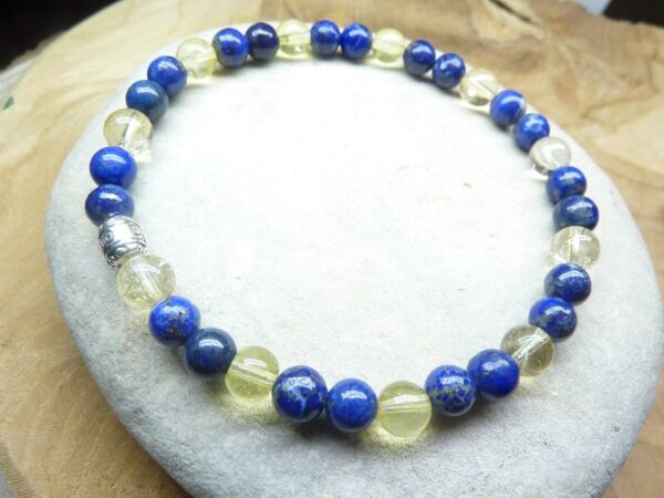 Bracelet Citrine-Lapis lazuli - Perles rondes 6 mm