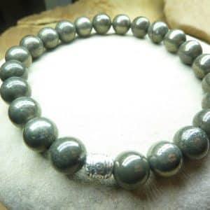 Bracelet Pyrite-perles rondes 8 mm