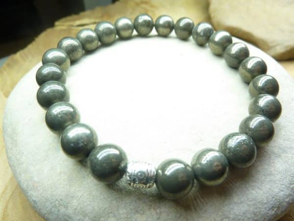 Bracelet Pyrite-perles rondes 8 mm