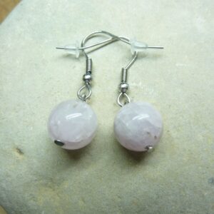 Boucles d'oreilles Kunzite-perles rondes 10 mm