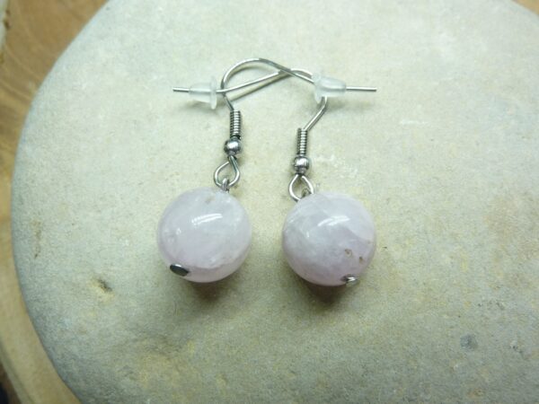 Boucles d'oreilles Kunzite-perles rondes 10 mm