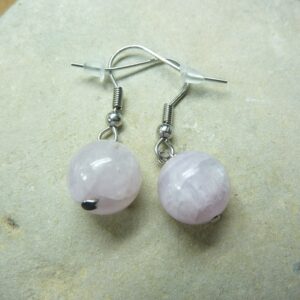 Boucles d'oreilles Kunzite-perles rondes 10 mm