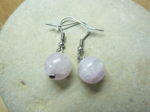 Boucles d'oreilles Kunzite-perles rondes 10 mm