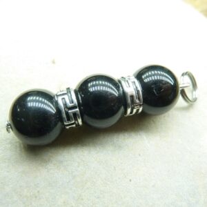 Pendentif Spinelle noir-Perles 10 mm