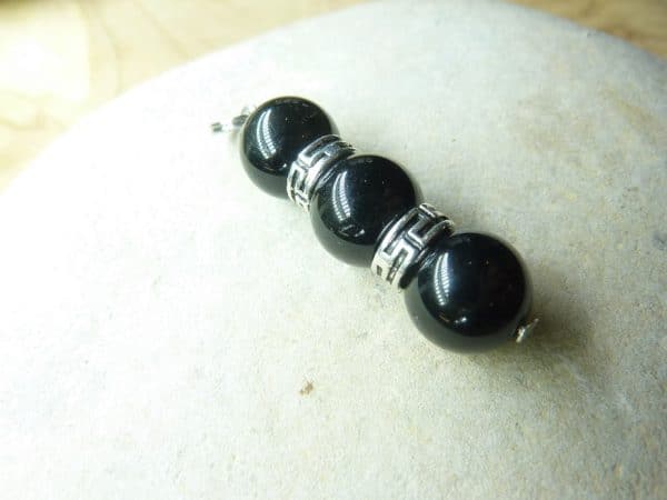 Pendentif Spinelle noir-Perles 10 mm
