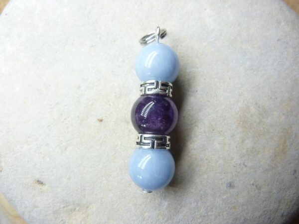 Pendentif Améthyste-angélite Paix et protection