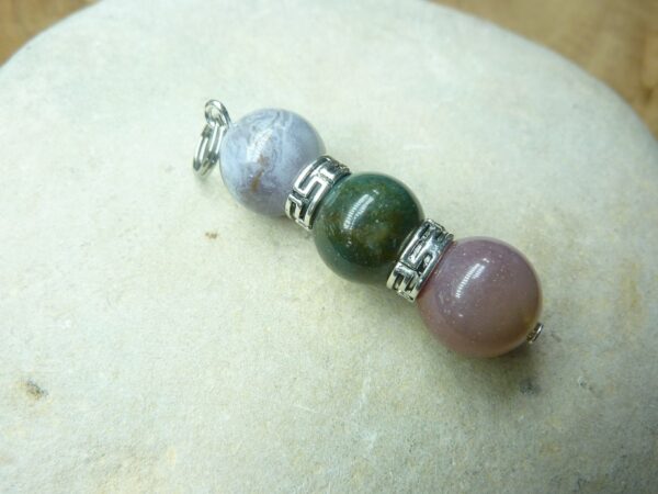 Pendentif Agate Indienne - Perles rondes 10 mm