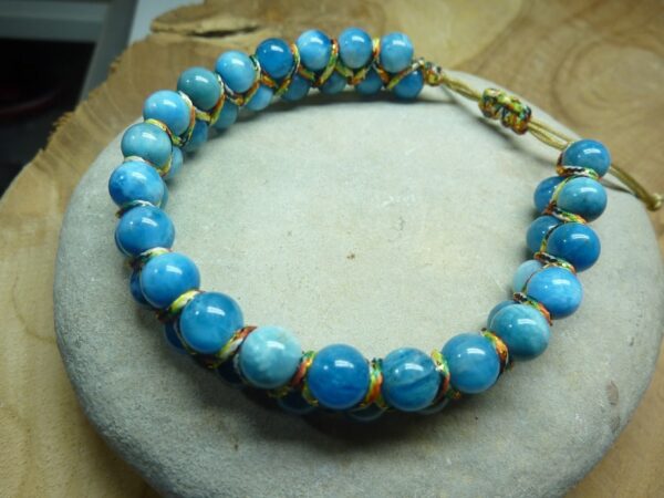 Bracelet Apatite réglable - Perles rondes 6 mm