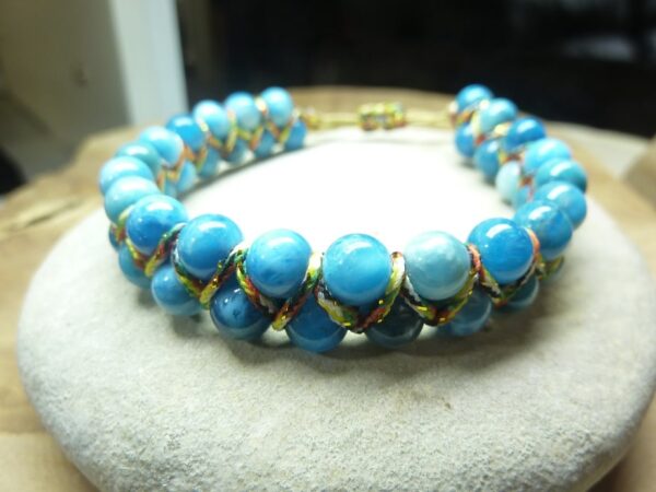 Bracelet Apatite réglable - Perles rondes 6 mm