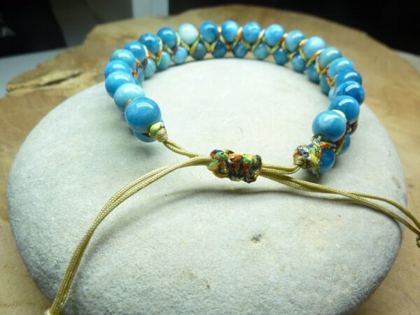 Bracelet Apatite réglable - Perles rondes 6 mm