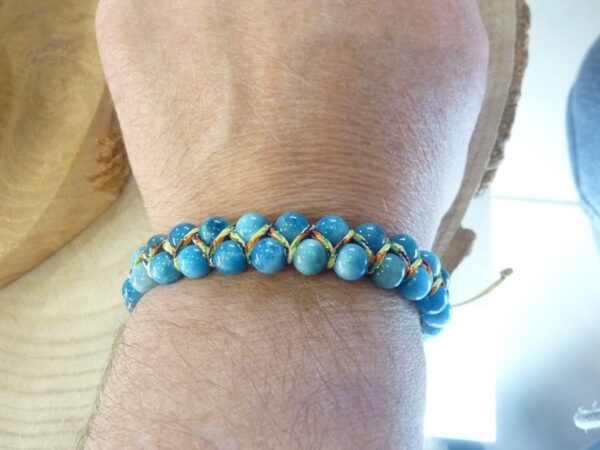 Bracelet Apatite réglable - Perles rondes 6 mm
