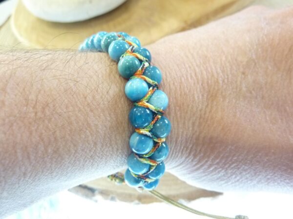 Bracelet Apatite réglable - Perles rondes 6 mm