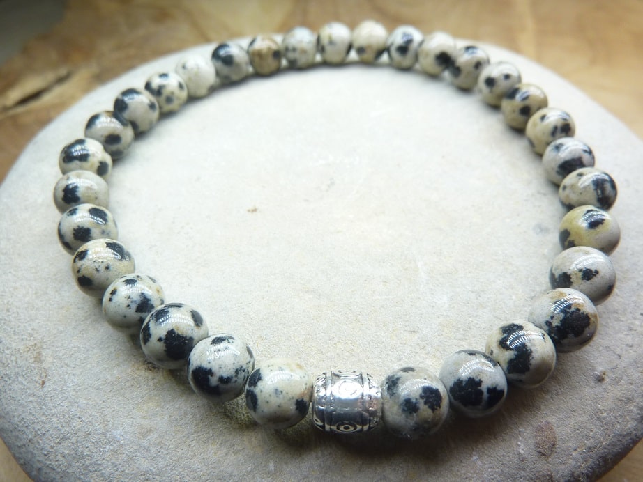 Bracelet Jaspe Dalmatien-Perles rondes 6 mm