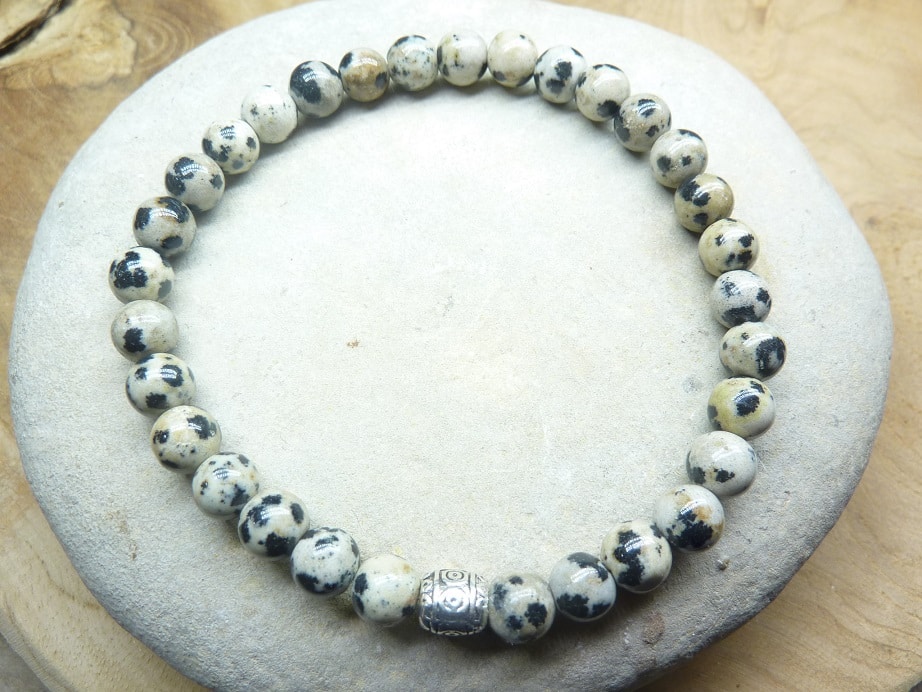 Bracelet Jaspe Dalmatien-Perles rondes 6 mm