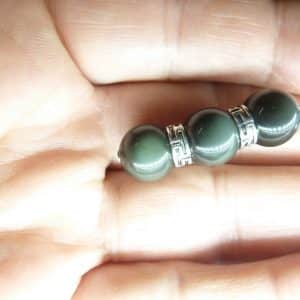 Pendentif Obsidienne oeil céleste perles 10 mm