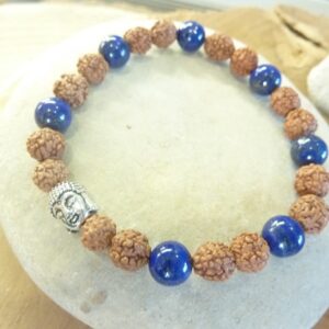 Bracelet Rudraksha-Lapis lazuli-Perles 8 mm