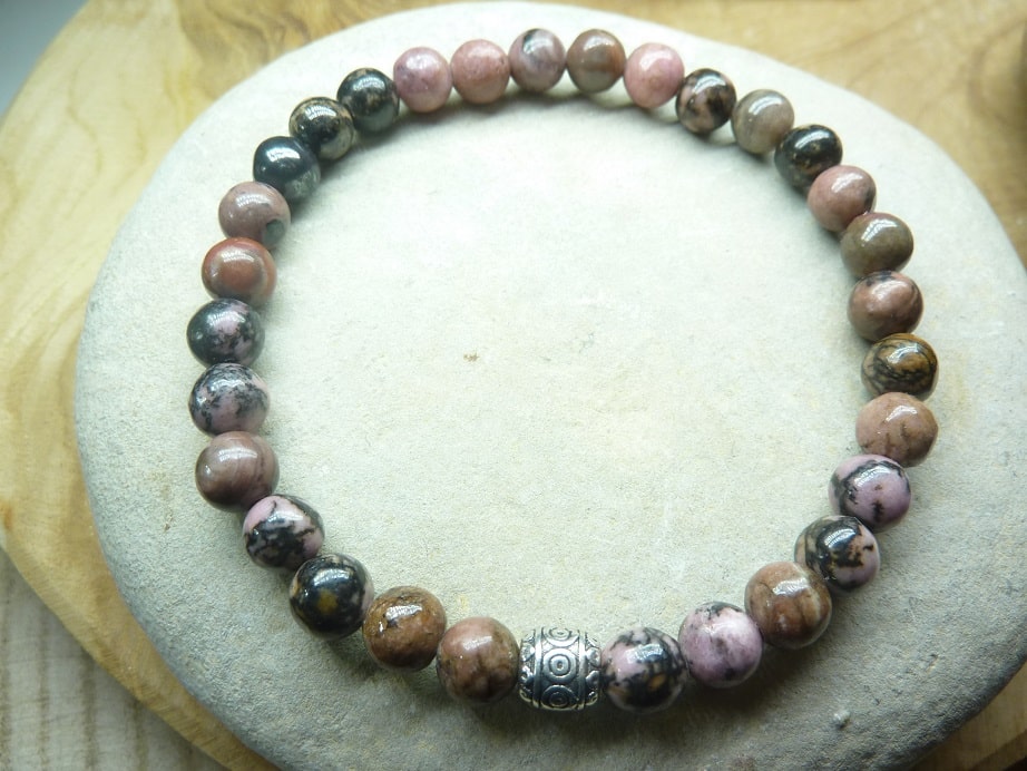 Bracelet Rhodonite-Perles rondes 6 mm