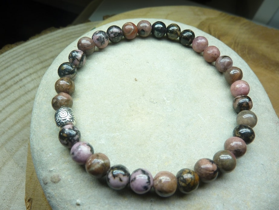 Bracelet Rhodonite-Perles rondes 6 mm